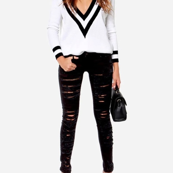 Blank NYC skinny classique shredded black denim jeans - Picture 1 of 14